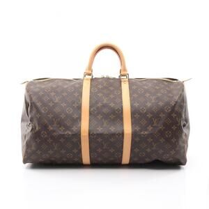 LOUIS VUITTON Authentic Brown Monogram Leather Keepall 55 Boston Bag